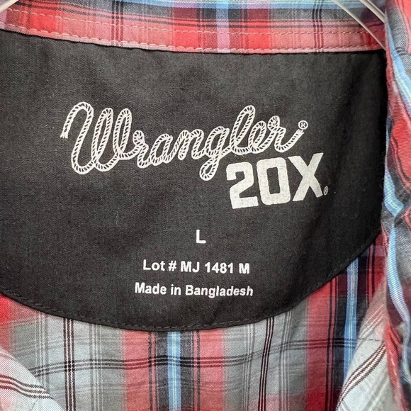 Wrangler 20X Plaid Button Up Long Sleeve Shirt Men's Size Large - Picture 7 of 10